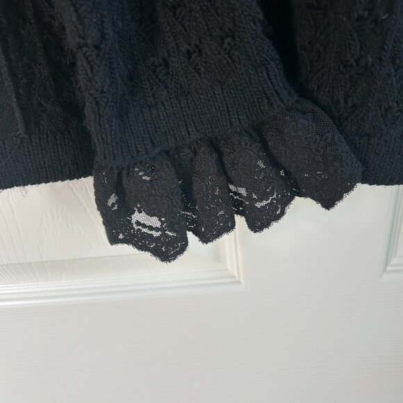 Zara Womens Pointelle Button Down Knit Cardigan Flare Lace Cuffs Whimsigoth Vibe - Picture 9 of 13